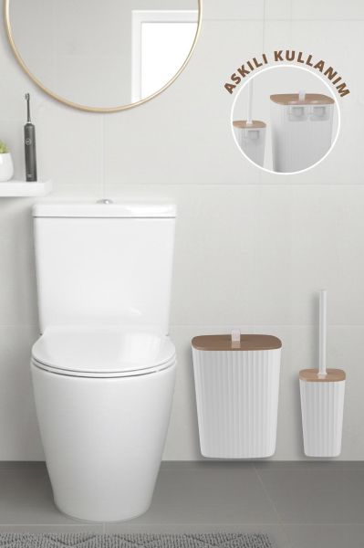 Okyanus Home Yapışkanlı Due Safir Beyaz 5'li Banyo Seti