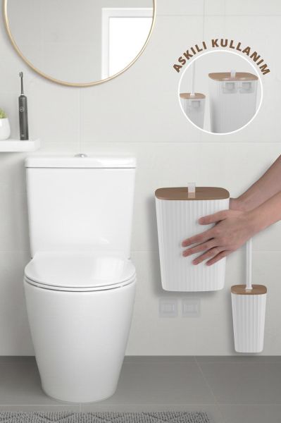 Okyanus Home Yapışkanlı Due Safir Beyaz 5'li Banyo Seti