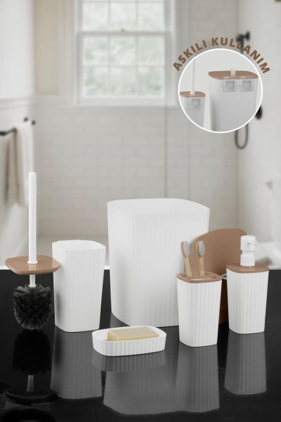 Okyanus Home Yapışkanlı Due Safir Beyaz 5'li Banyo Seti