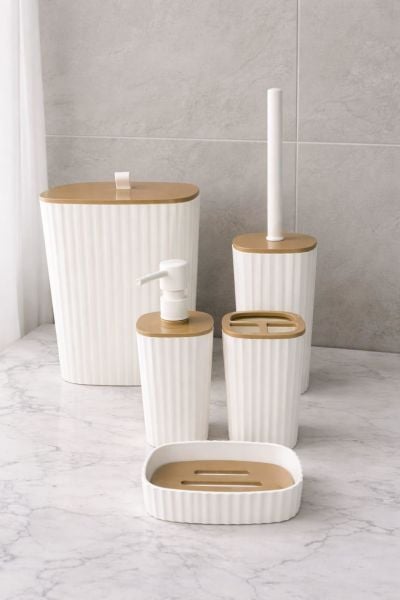 Okyanus Home Yapışkanlı Due Safir Beyaz 5'li Banyo Seti