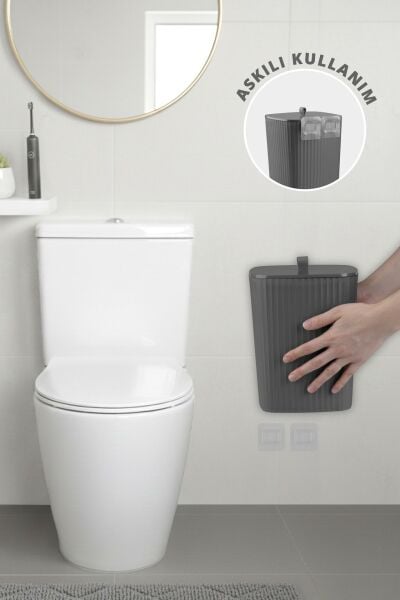 Okyanus Home Safir Yapışkanlı Asılabilir Çöp Kovası Antrasit