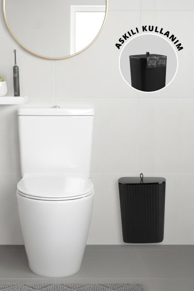 Okyanus Home Safir Yapışkanlı Asılabilir Çöp Kovası Siyah