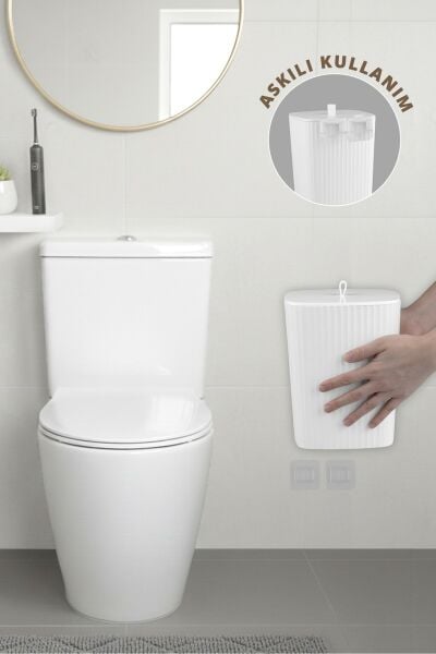 Okyanus Home Safir Yapışkanlı Asılabilir Çöp Kovası Beyaz