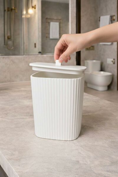 Okyanus Home Safir Yapışkanlı Asılabilir Çöp Kovası Beyaz