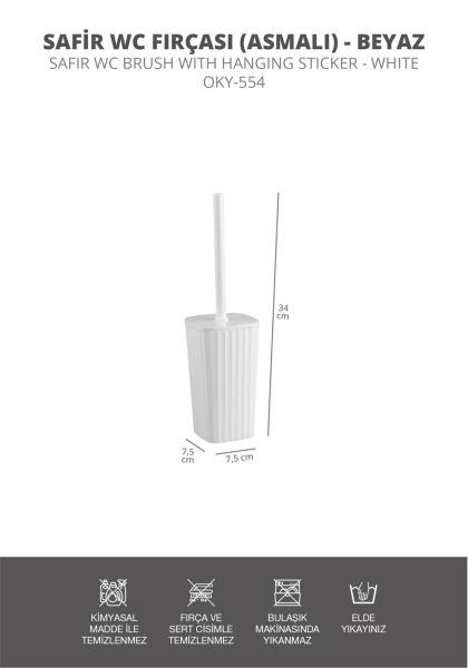 Okyanus Home Safir  Kendinden yapışkanlı Wc Fırçalık Beyaz