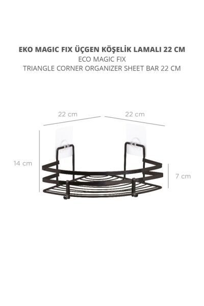 Okyanus Home Magic Fix Sihirli Yapışkan Siyah Lamalı Kancalı Üçgen Köşelik