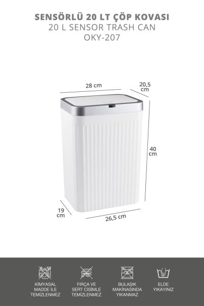 Okyanus Home Hareket Sensörlü 20 lt Kırık Beyaz Çöp Kovası