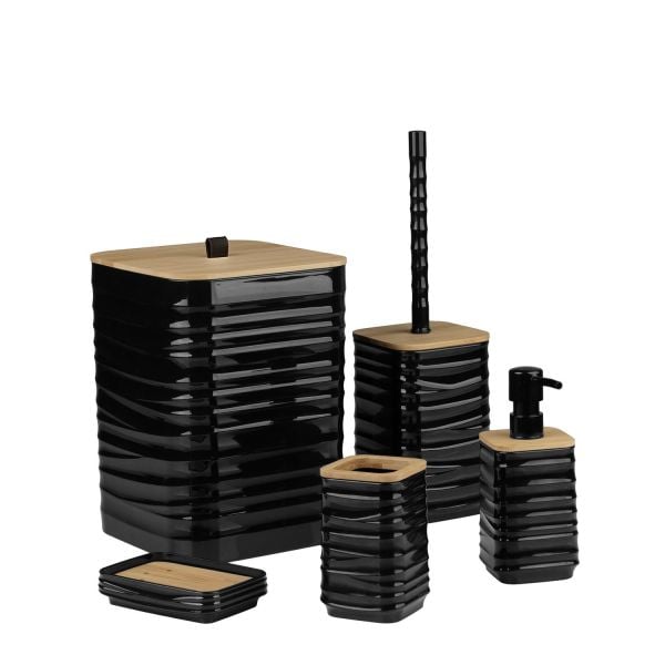 Okyanus Home Luna Siyah Bambu Detaylı 7LT 5'li Banyo Seti