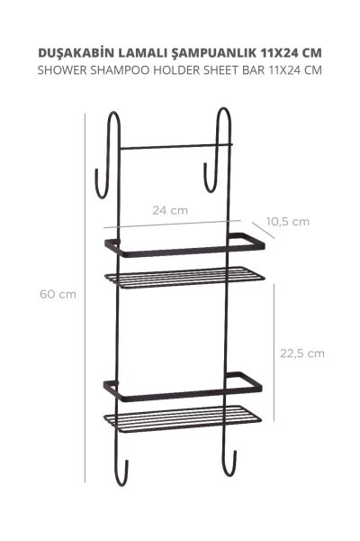 Okyanus Home Siyah Lamalı Duşakabin Şampuanlık - 11x24 cm