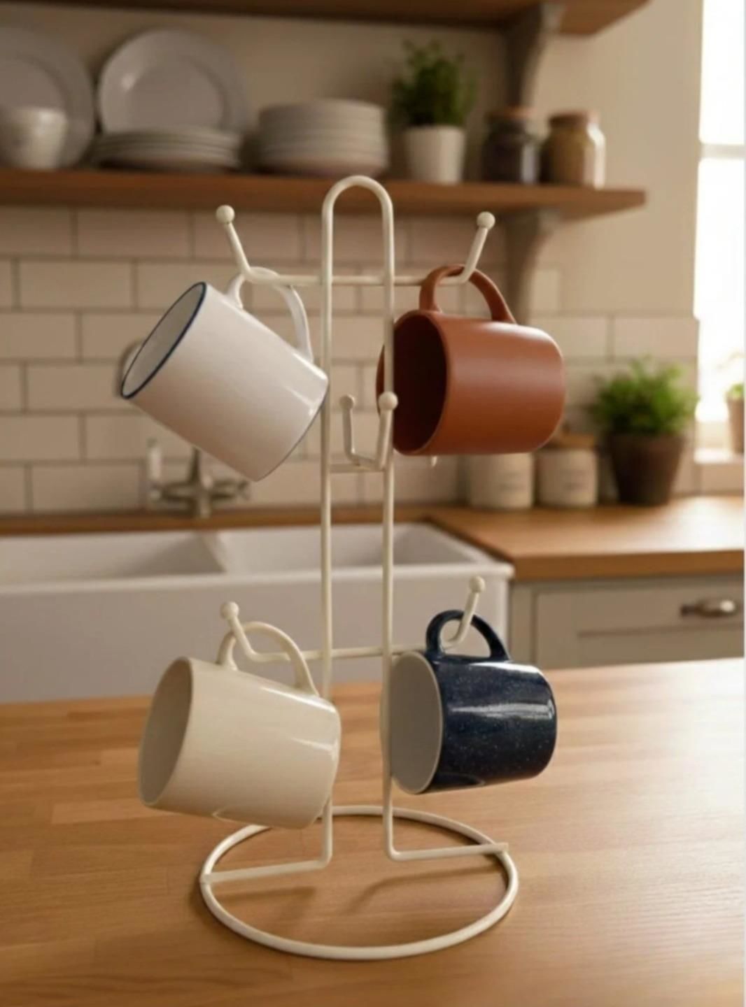 Okyanus Home Krem Rengi Kupa ve Fincan Askılığı