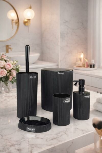 Okyanus Home Mina Siyah 5'li Banyo Seti