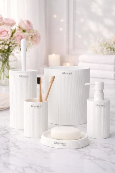 Okyanus Home Mina Beyaz 5'li Banyo Seti