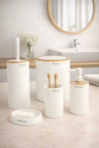 Okyanus Home Mina Beyaz Due 5'li Banyo Seti