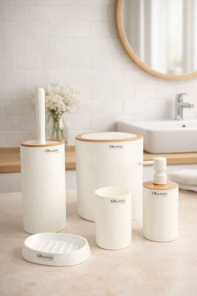 Okyanus Home Mina Beyaz Due 5'li Banyo Seti