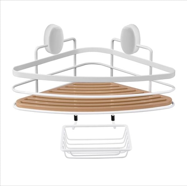 Okyanus Home Beyaz Due Tek Katlı Üçgen Şampuanlık & Sabunluk 21 cm