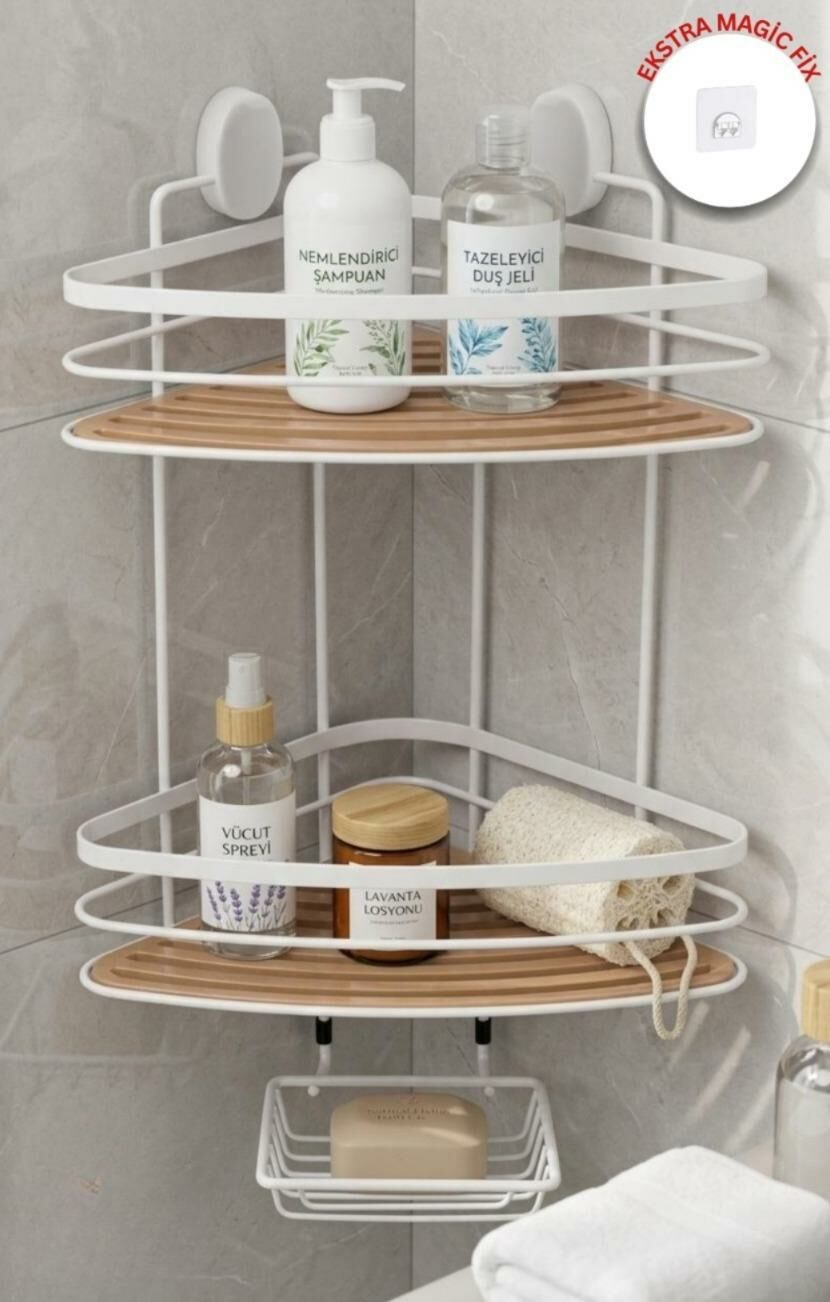 Okyanus Home İki Katlı Due Üçgen Şampuanlık & Sabunluk 21 cm
