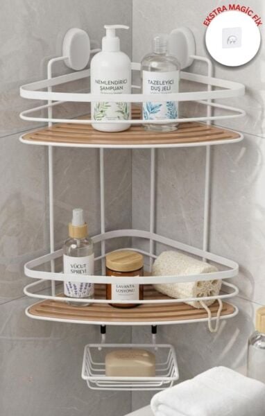 Okyanus Home İki Katlı Due Üçgen Şampuanlık & Sabunluk 21 cm