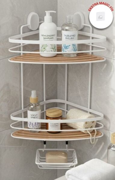 Okyanus Home İki Katlı Due Üçgen Şampuanlık & Sabunluk 21 cm