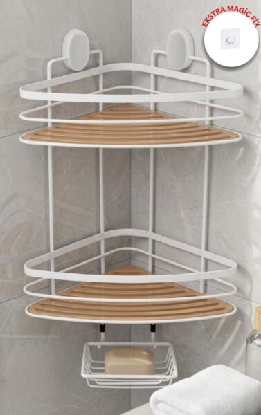 Okyanus Home İki Katlı Due Üçgen Şampuanlık & Sabunluk 21 cm