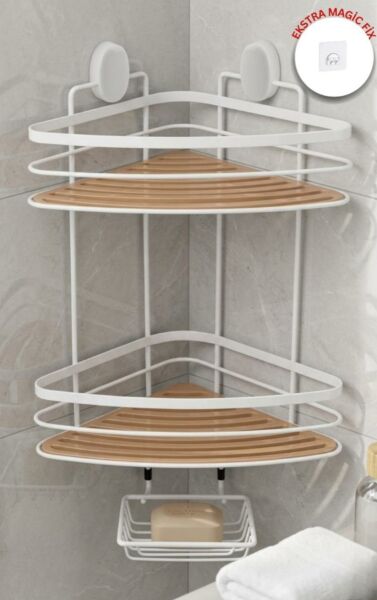 Okyanus Home İki Katlı Due Üçgen Şampuanlık & Sabunluk 21 cm