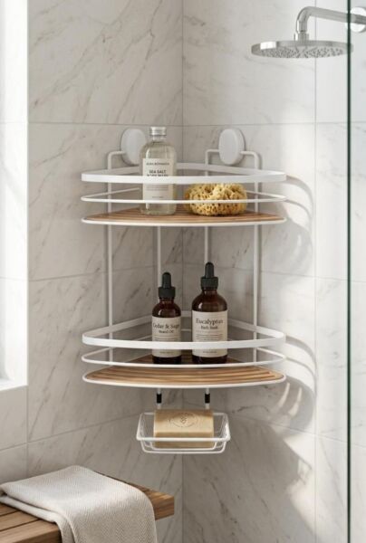 Okyanus Home İki Katlı Due Üçgen Şampuanlık & Sabunluk 21 cm