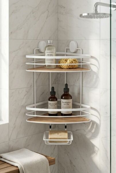 Okyanus Home İki Katlı Due Üçgen Şampuanlık & Sabunluk 21 cm