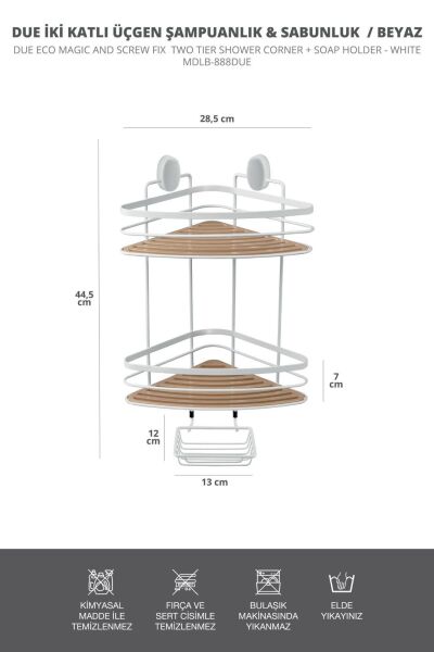 Okyanus Home İki Katlı Due Üçgen Şampuanlık & Sabunluk 21 cm