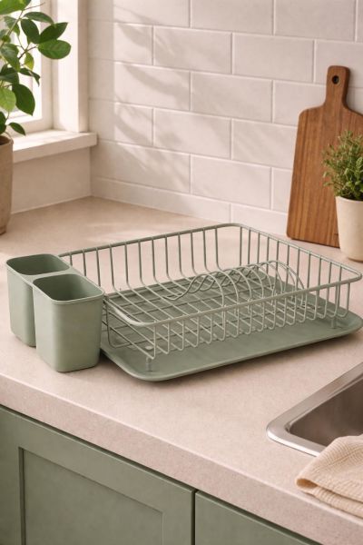 Okyanus Home Yeşil Tek Katlı Modern Tabaklık - Bulaşıklık