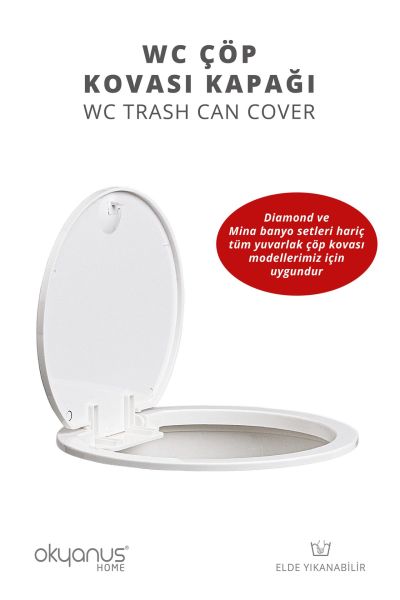 Okyanus Home Beyaz Yuvarlak Yedek Çöp Kovası Kapağı