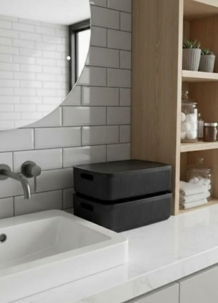 Okyanus Home Linea Smart Box Siyah 4,5 Lt 2 Adet Kapaklı Çok Amaçlı Saklama Kutusu