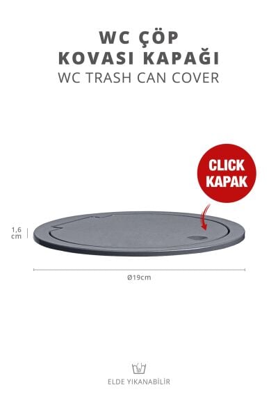 Okyanus Home Antrasit Yuvarlak Yedek Çöp Kovası Kapağı