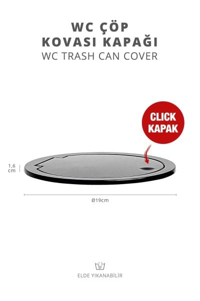 Okyanus Home Siyah Yuvarlak Yedek Çöp Kovası Kapağı