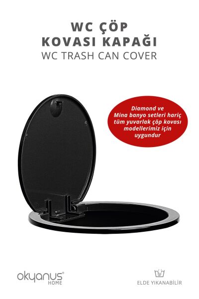 Okyanus Home Siyah Yuvarlak Yedek Çöp Kovası Kapağı