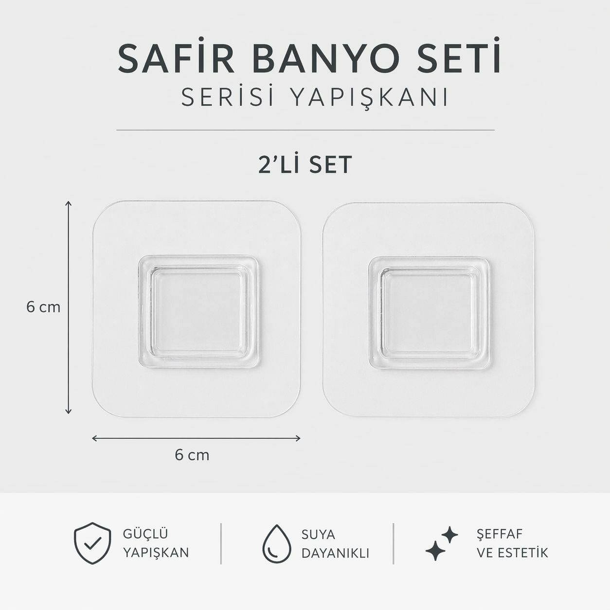 Okyanus Home Safir Askı Yapıştırma Aparatı 6 x 6 cm 2 Adet
