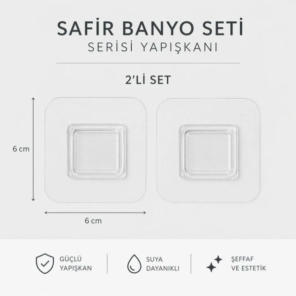 Okyanus Home Safir Askı Yapıştırma Aparatı 6 x 6 cm 2 Adet