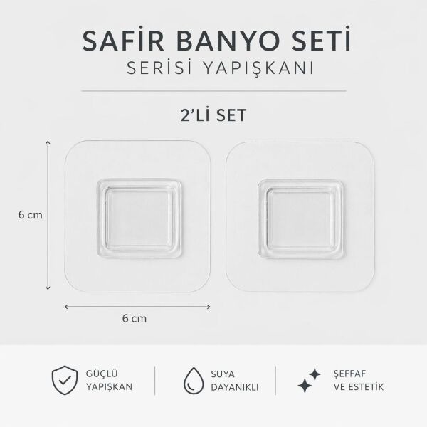 Okyanus Home Safir Askı Yapıştırma Aparatı 6 x 6 cm 2 Adet