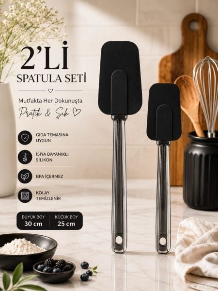 Okyanus Home 2'li Silikon Spatula Seti Siyah