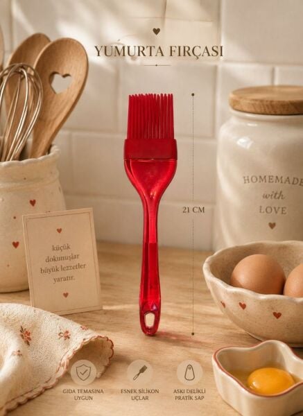 Okyanus Home  Silikon Yumurta ve Sos Fırçası Kırmızı