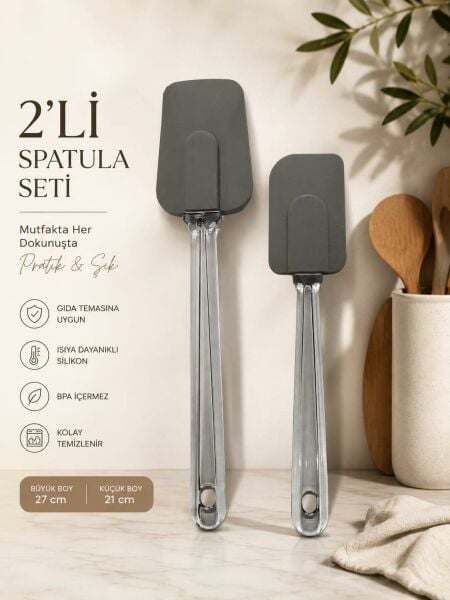 Okyanus Home 2'li Silikon Spatula Seti Antrasit