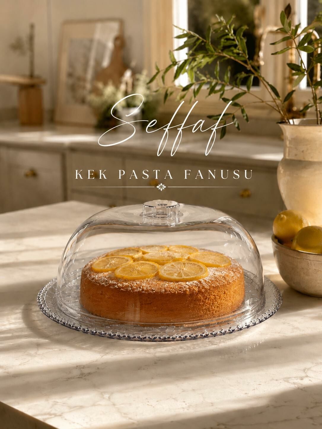 Okyanus Home Mika Kristal Görünümlü Kek - Pasta Fanusu 29 cm