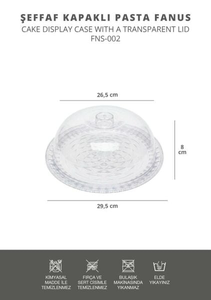 Okyanus Home Mika Kristal Görünümlü Kek - Pasta Fanusu 29 cm