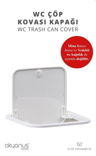 Okyanus Home Beyaz Kare Yedek Çöp Kovası Kapağı