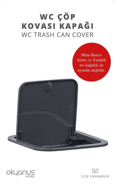 Okyanus Home Antrasit Kare Yedek Çöp Kovası Kapağı