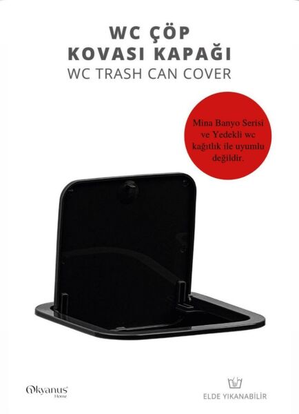 Okyanus Home Siyah Kare Yedek Çöp Kovası Kapağı