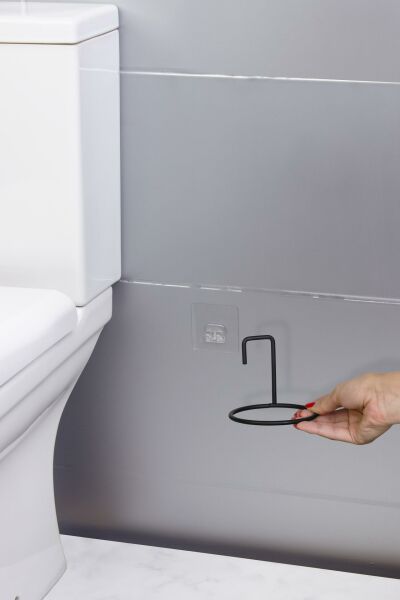 Okyanus Home Siyah Magic Fix Sihirli Yapışkanlı Wc Fırçalık