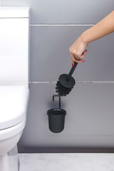 Okyanus Home Siyah Magic Fix Sihirli Yapışkanlı Wc Fırçalık
