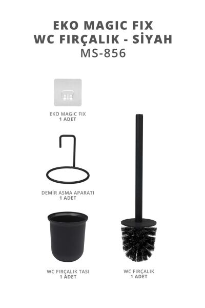 Okyanus Home Siyah Magic Fix Sihirli Yapışkanlı Wc Fırçalık
