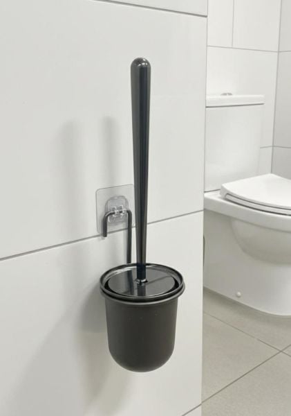 Okyanus Home Siyah Magic Fix Sihirli Yapışkanlı Wc Fırçalık