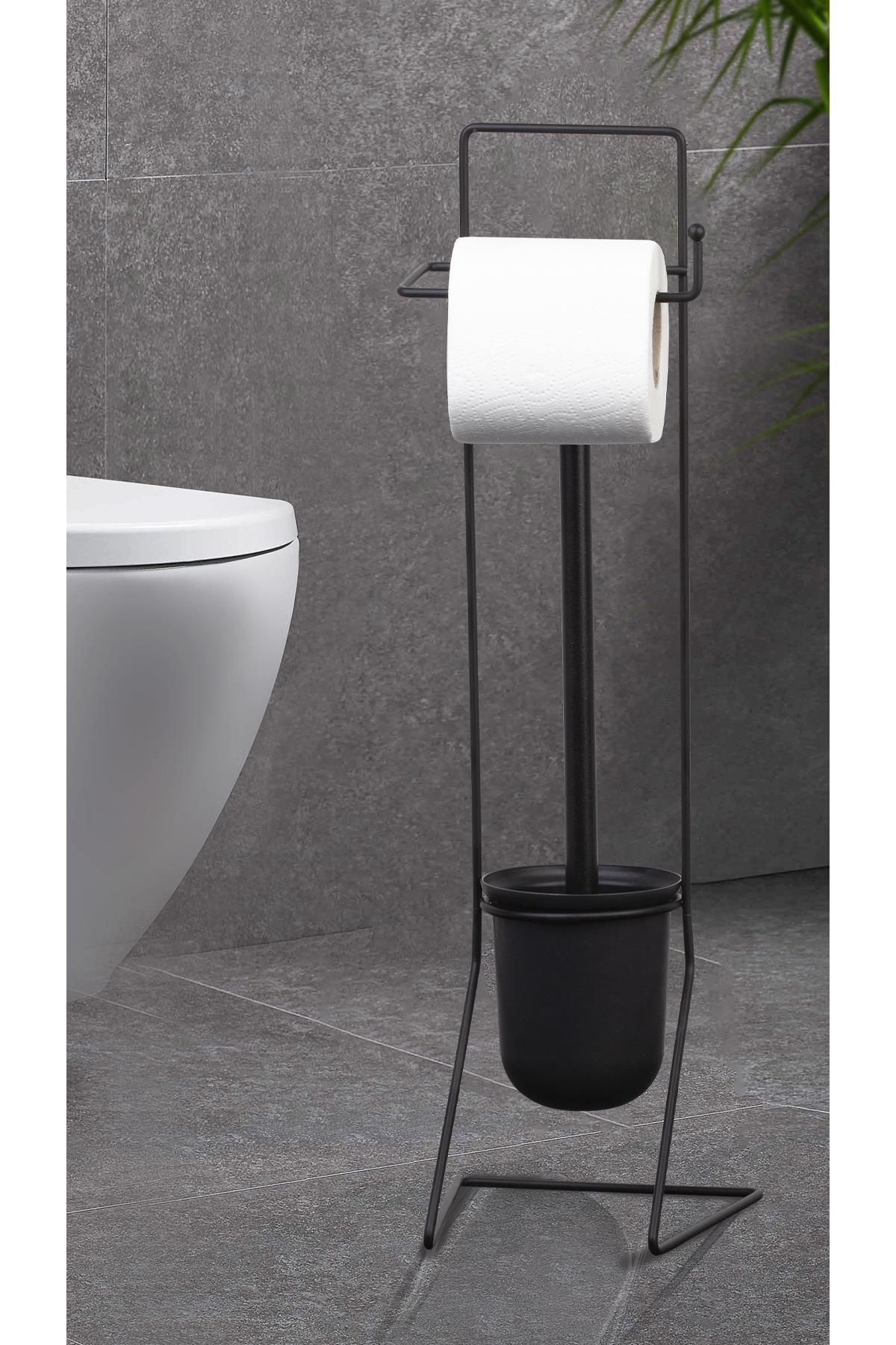 Okyanus Home Siyah Yedekli Wc Kağıtlık ve Wc Fırçalık AS-849