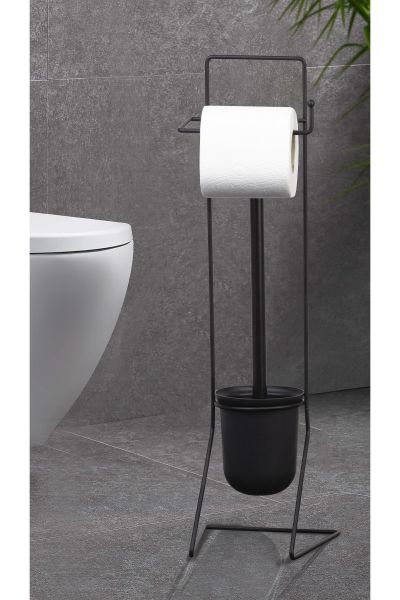 Okyanus Home Siyah Yedekli Wc Kağıtlık ve Wc Fırçalık AS-849